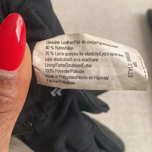 Aris Leather Black Driving Gloves with Faux Fur Pom Poms Size M/L - Picture 4 of 4